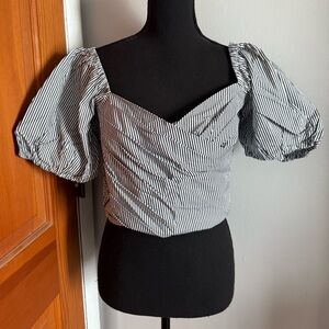 J.Crew Puffy Sleeve Cropped Wrap Blouse